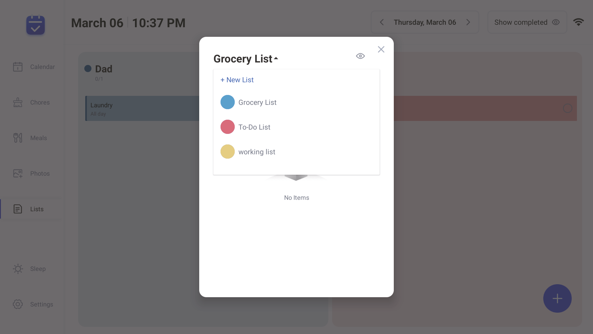 Lists Device 1