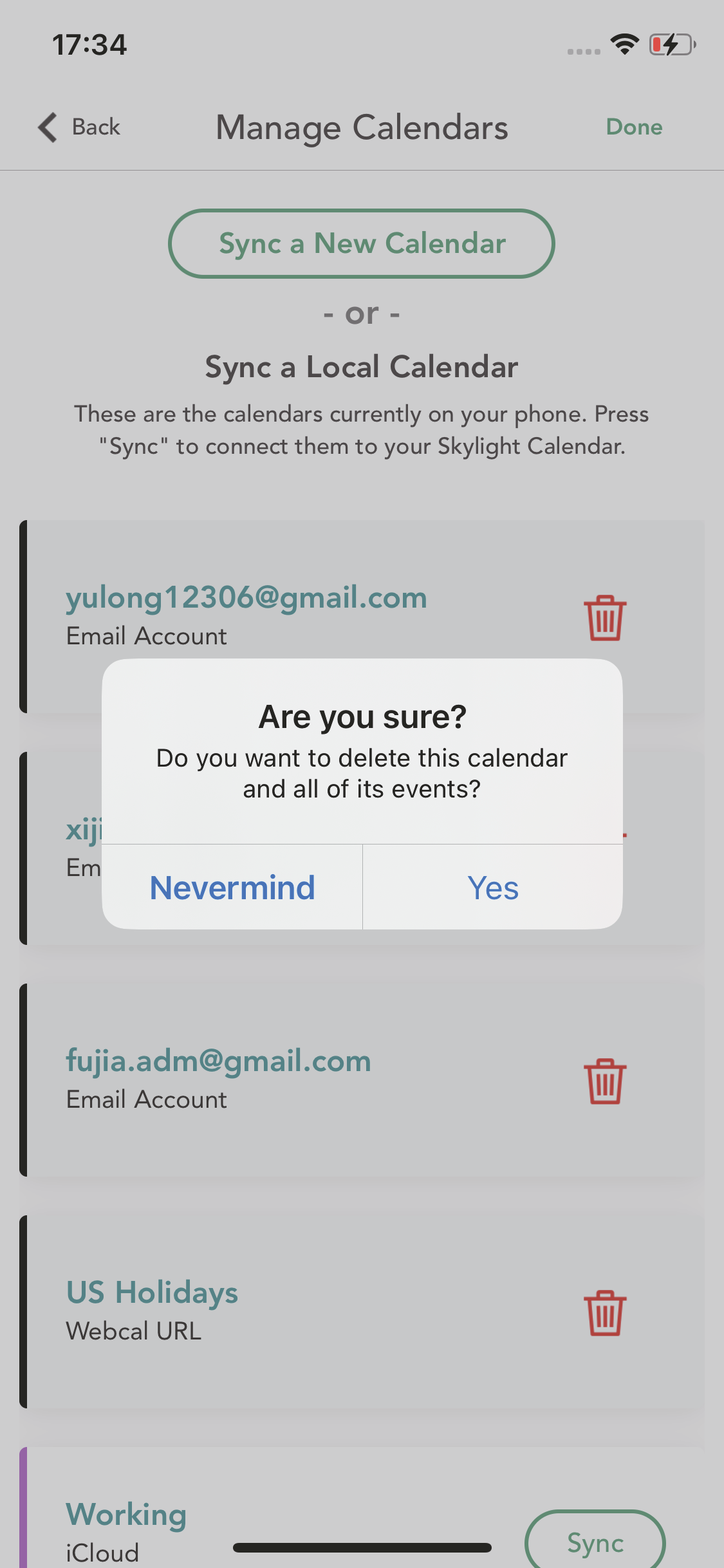 Delete Calendar 2