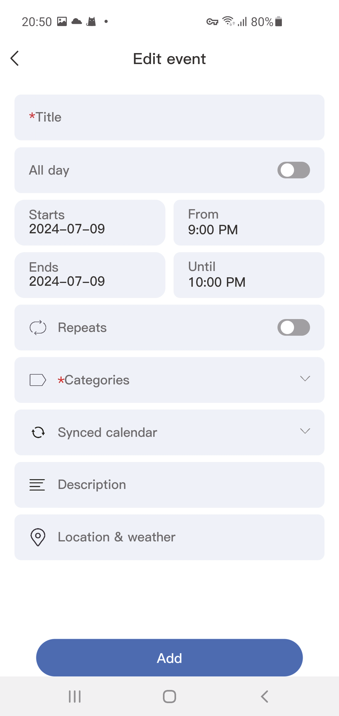 Create Event 2